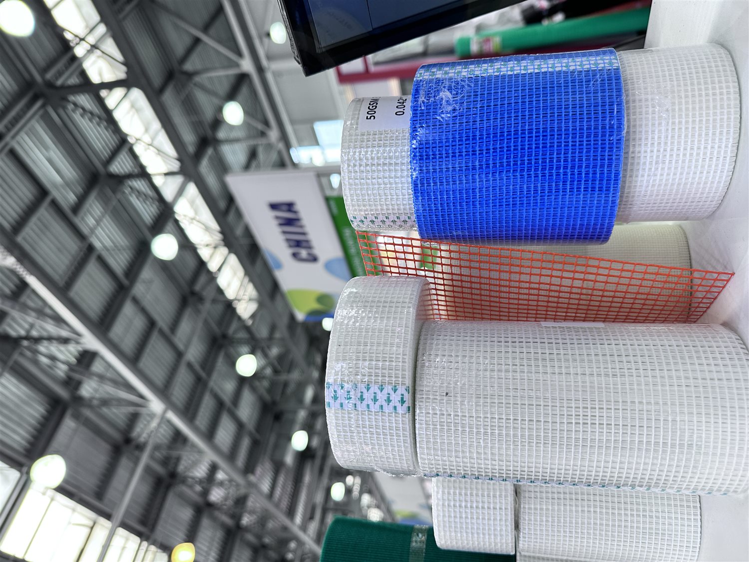 Mesh products displayed at an industry exhibition
