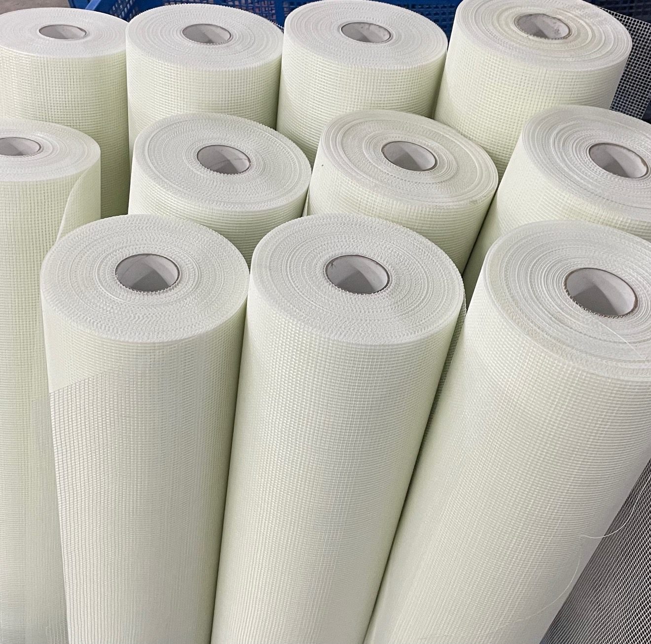 White fiberglass mesh fabric rolls